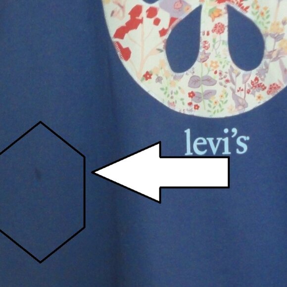 Levi's (Large) Women's Blue Floral Peace Sign Short Sleeve Tee - Picture 4 of 4